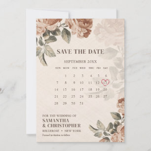 Vintage Aquarellfärbung bohrostig Terrakotta Rose  Save The Date