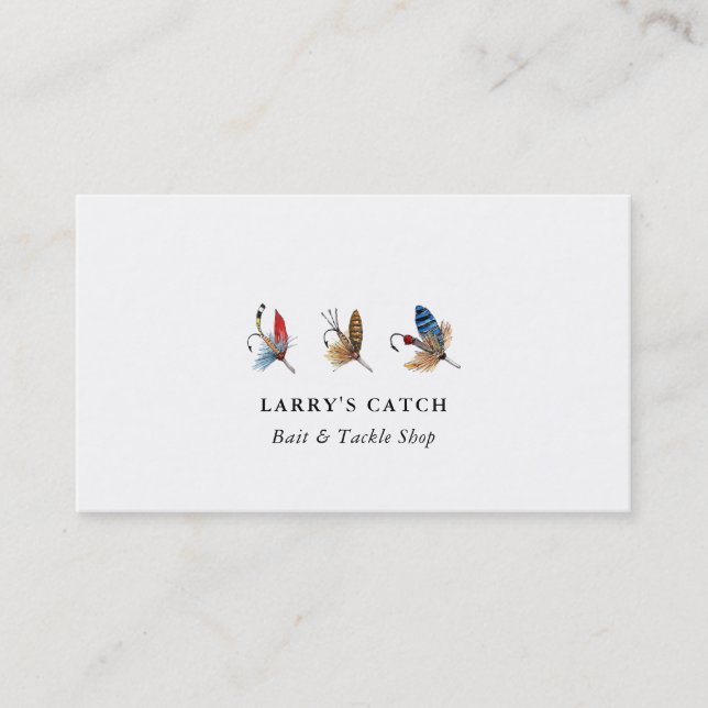 Vintage Aquarellhaken Angeln Visitenkarte (Vorderseite)