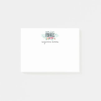 Vintage Aquarellkamera und Blume Post-it Klebezettel