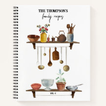 Vintage Aquarellküche Familienrezepte Kochbuch