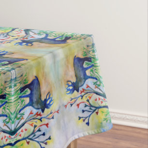 Vintage-Aquarellkunst Hirsche und Herzen Tischdecke