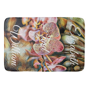 Vintage Aquarellmalerei Rosa Orchid-Blume Badematte