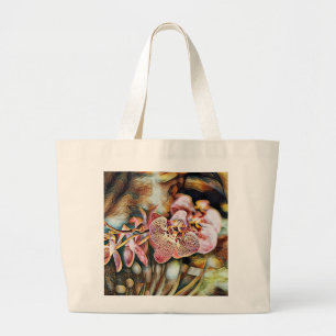Vintage Aquarellmalerei Rosa Orchid-Blume Jumbo Stoffbeutel