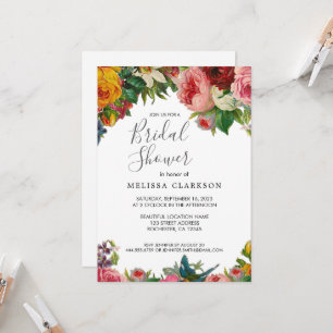 Vintage-Aquarellrosen elegante Brautparty Einladung