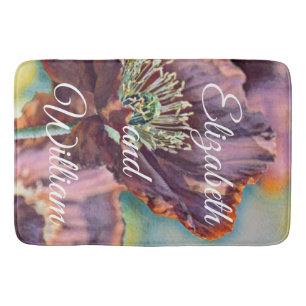 Vintage Aquarellrot Lila Mohnblumen Blume Badematte