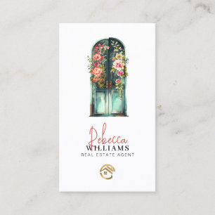 Vintage Aquarelltür Echter Anwesen Agent Visitenkarte