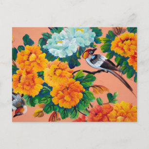 Vintage Aquarellvögel Postkarte