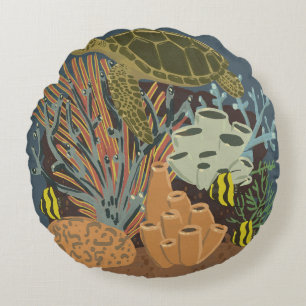 Vintage-Aquarium Rundes Kissen