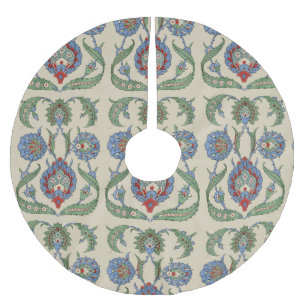 Vintage Arabisch Blau Rot Geometrischer Floraler K Polyester Weihnachtsbaumdecke