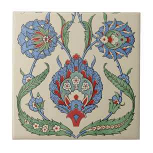 Vintage Arabisch Blau Rotes Geometrisches Florales Fliese