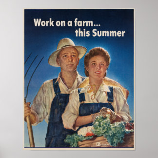 Vintage Arbeit an einem Plakat für einen Bauernhof