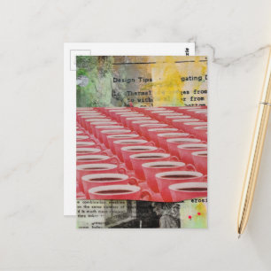Vintage arbeitender Mann und Kaffee-Collage Postkarte
