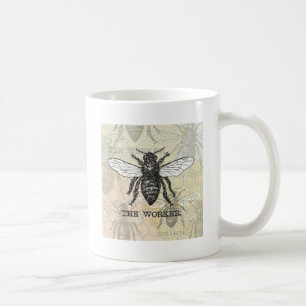 Vintage Arbeiterbiene-Illustrationskunst Tasse