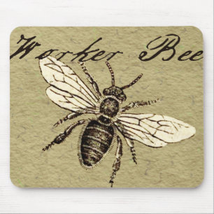 Vintage Arbeiterbiene Insekt Illustration Antiquit Mousepad