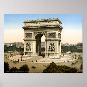 Vintage Arc de Triomphe 1900 Druck, Paris Frankrei Poster