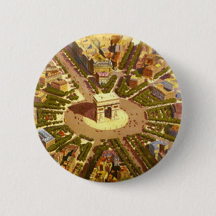 Vintage Arc de Triomphe, Paris, Frankreich Reise K Button