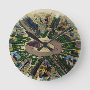 Vintage Arc de Triomphe Paris Runde Wanduhr