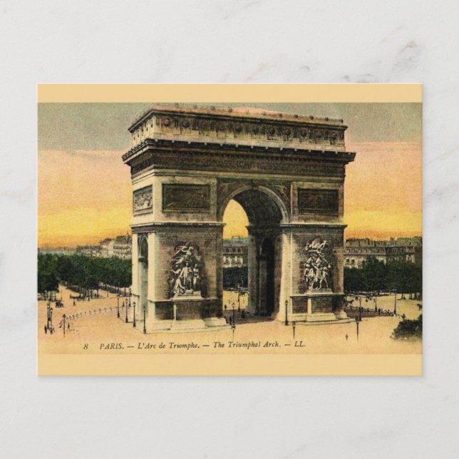 Vintage Arc De Triomphe Postkarte (Vorderseite)