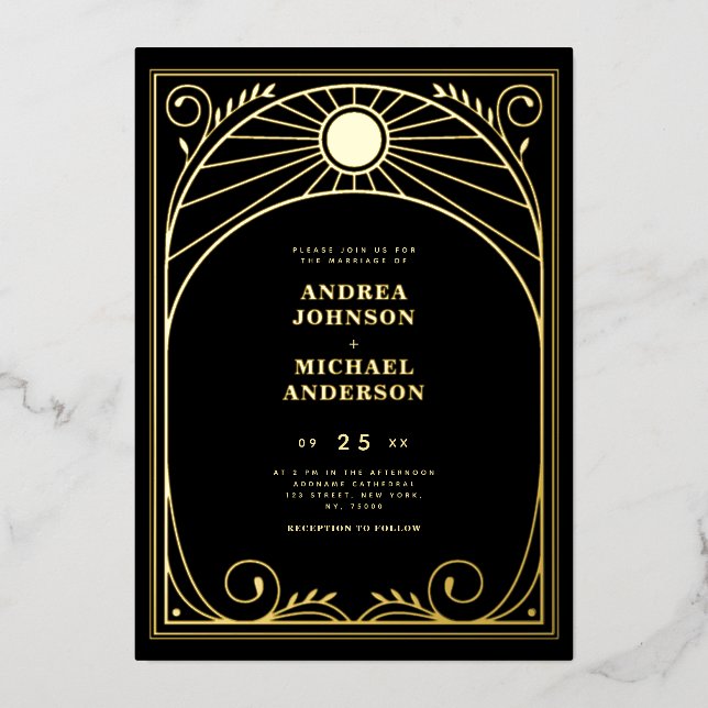 Vintage Arch Art Nouveau Antique Folieneinladung (Vorderseite)