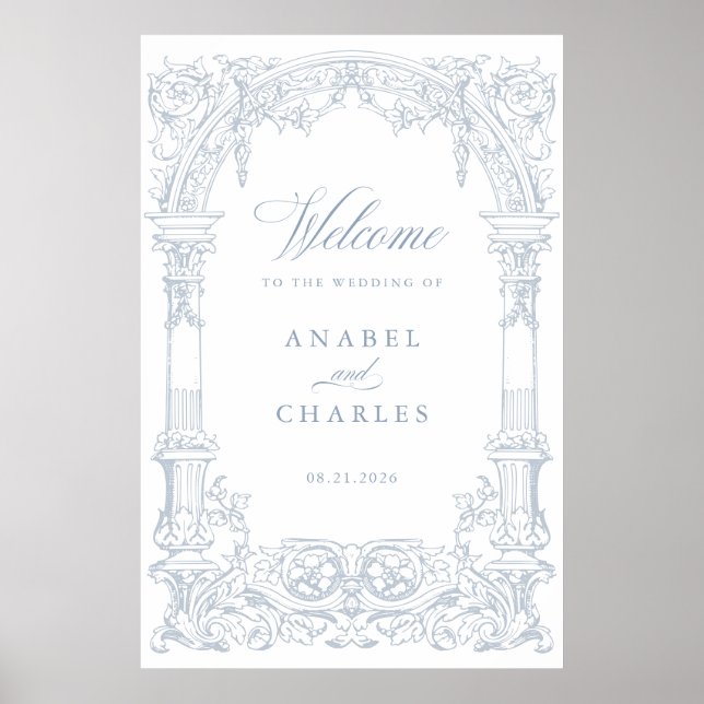 Vintage Arch Vines Frame Wedding Willkommen Poster (Vorne)