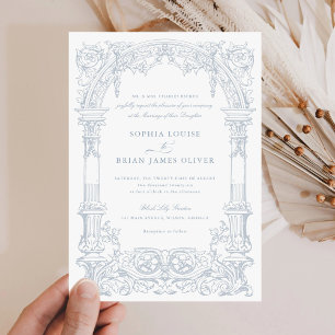 Vintage Arch Vines Ornament Rahmen Dusty Blau Einladung