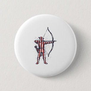 Vintage Archer Amerikanische Flagge Bogenschieß-Ja Button