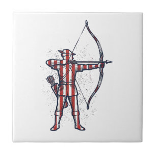 Vintage Archer Amerikanische Flagge Bogenschieß-Ja Fliese