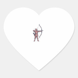 Vintage Archer Amerikanische Flagge Bogenschieß-Ja Herz-Aufkleber