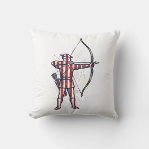 Vintage Archer Amerikanische Flagge Bogenschieß-Ja Kissen