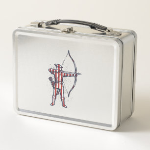 Vintage Archer Amerikanische Flagge Bogenschieß-Ja Metall Brotdose
