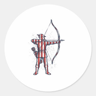 Vintage Archer Amerikanische Flagge Bogenschieß-Ja Runder Aufkleber