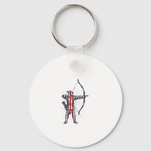 Vintage Archer Amerikanische Flagge Bogenschieß-Ja Schlüsselanhänger