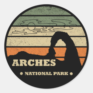 Vintage Arches National Park - Moab - Utah Runder Aufkleber