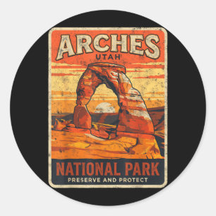 Vintage Arches Utah Nationalparks Outdoor Natur Runder Aufkleber