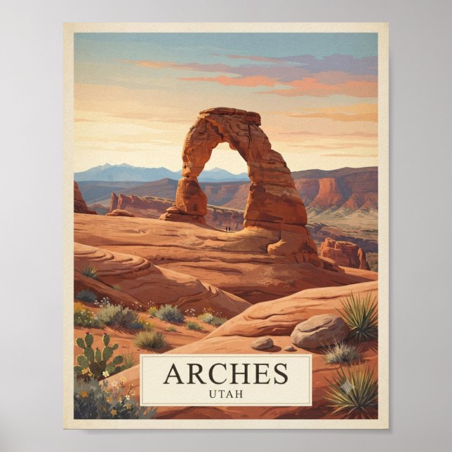 Vintage Arches Utah Reiseplakat Poster (Vorne)