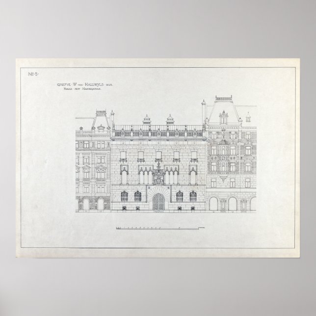 Vintage architektonische Zeichnungen des Hallwyl-H Poster (Vorne)