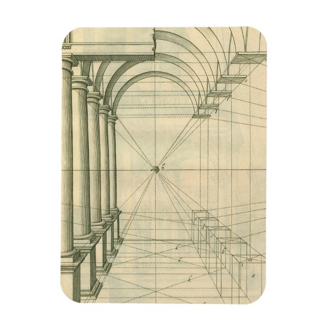 Vintage Architektur, Arches Columns Perspektive Magnet (Vertikal)
