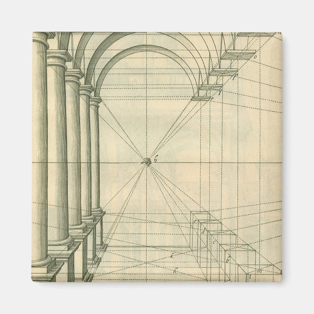Vintage Architektur, Arches Columns Perspektive Magnet (Vorne)
