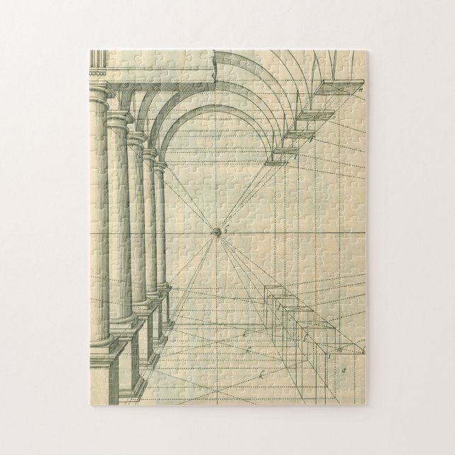 Vintage Architektur, Arches Columns Perspektive Puzzle (Vertikal)