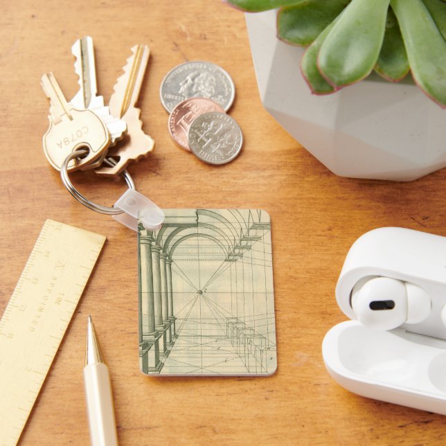 Vintage Architektur, Arches Columns Perspektive Schlüsselanhänger (Schreibtisch)