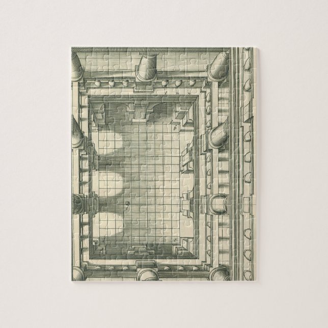 Vintage Architektur, Atrium Courtyard Perspektive Puzzle (Vertikal)