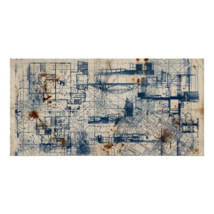 Vintage-Architektur-Blueprint-Poster Poster