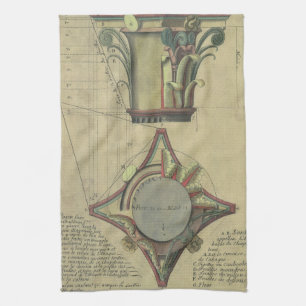 Vintage Architektur, dekorative Hauptstadt Krone Geschirrtuch