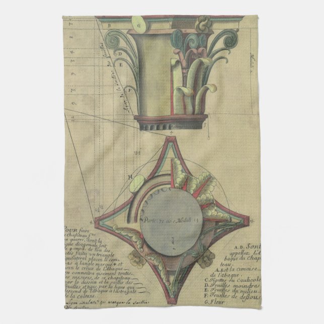 Vintage Architektur, dekorative Hauptstadt Krone Geschirrtuch (Vertikal)