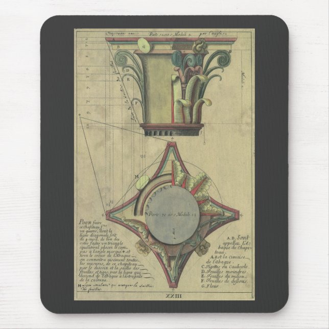 Vintage Architektur, dekorative Hauptstadt Krone Mousepad (Vorne)