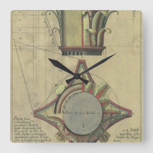 Vintage Architektur, dekorative Hauptstadt Krone Quadratische Wanduhr