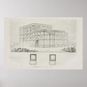 Vintage-Architektur-Design-Zeichnung Kathedrale Poster