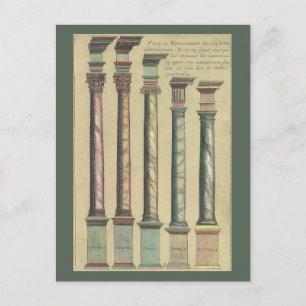 Vintage-Architektur, die 5 architektonischen Ordnu Postkarte