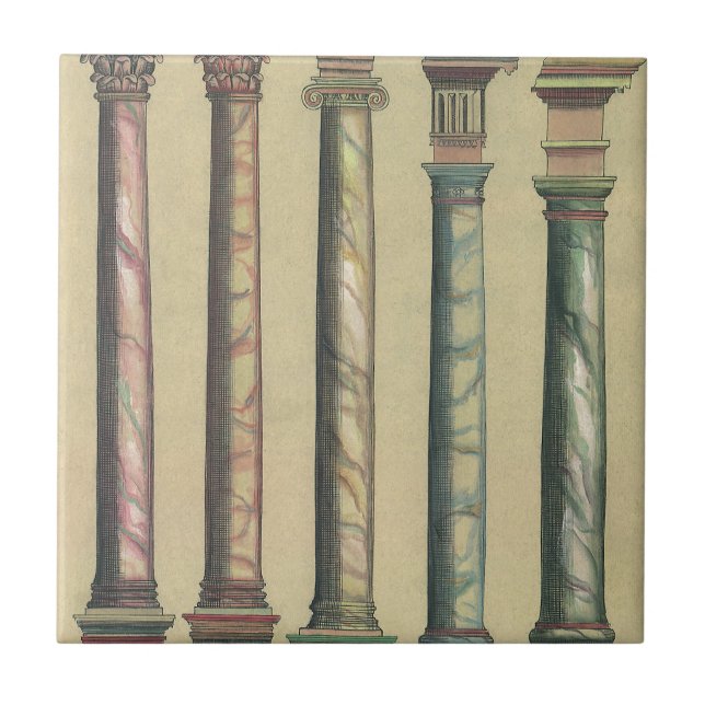 Vintage Architektur, die 5 Architekturaufträge Fliese (Vorderseite)