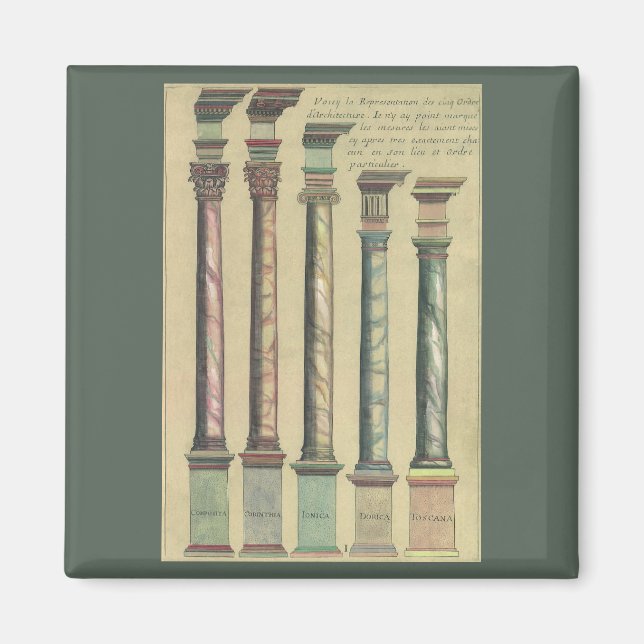 Vintage Architektur, die 5 Architekturaufträge Magnet (Vorne)